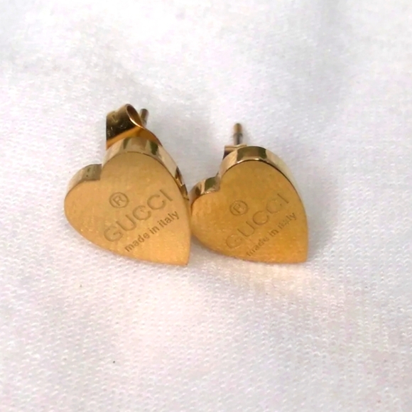Gucci Gold Toned Heart Shape Earrings - Picture 1 of 6